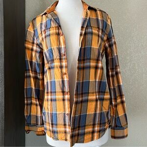 The North Face Men's Casual Plaid Shirt - Orange and Blue